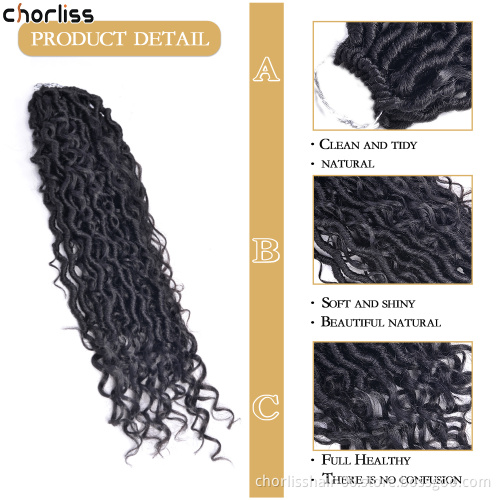 New Pre Looped Bohemian River Goddess Locs Ombre Color Curly Wavy Synthetic Crochet Braids Twist Braiding Goddess Faux Locs Hair